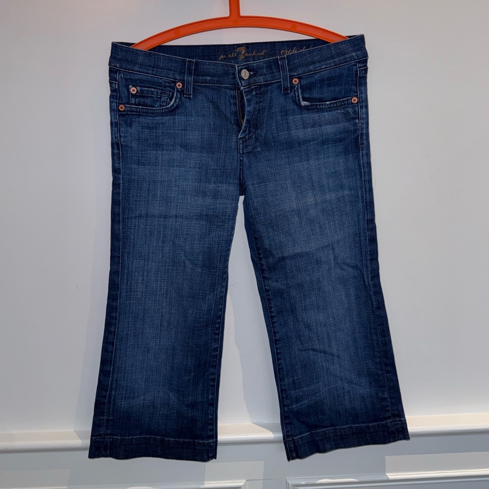 7 For All Mankind Dark Blue Cropped Jeans